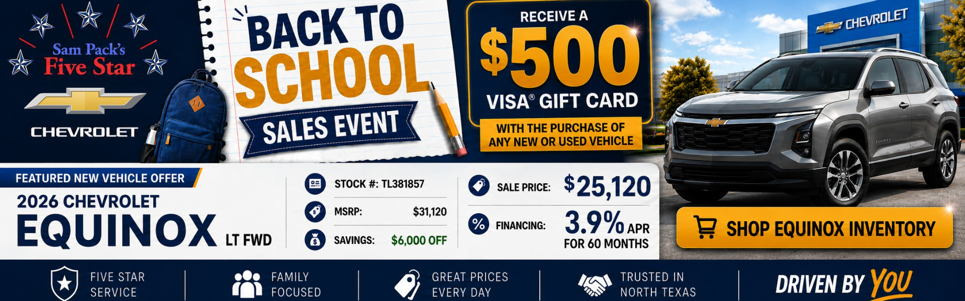 Sam Pack's Five Star Chevrolet August Incentives