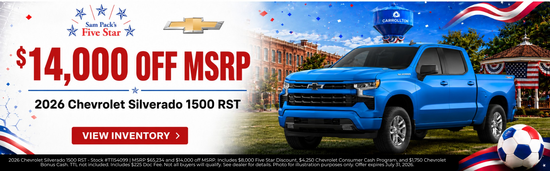 Sam Pack’s Five Star Chevrolet July Incentives?