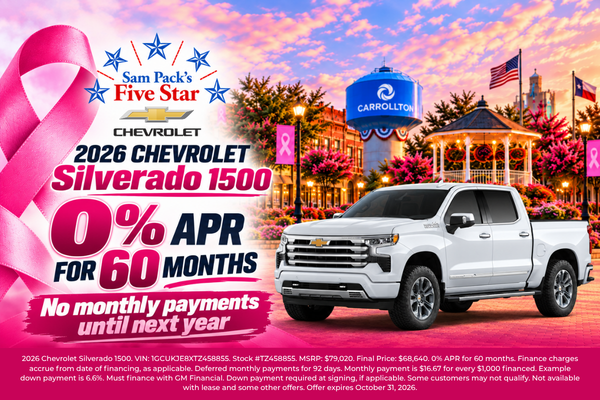 Sam Pack's Five Star Chevrolet October 2026 Incentive