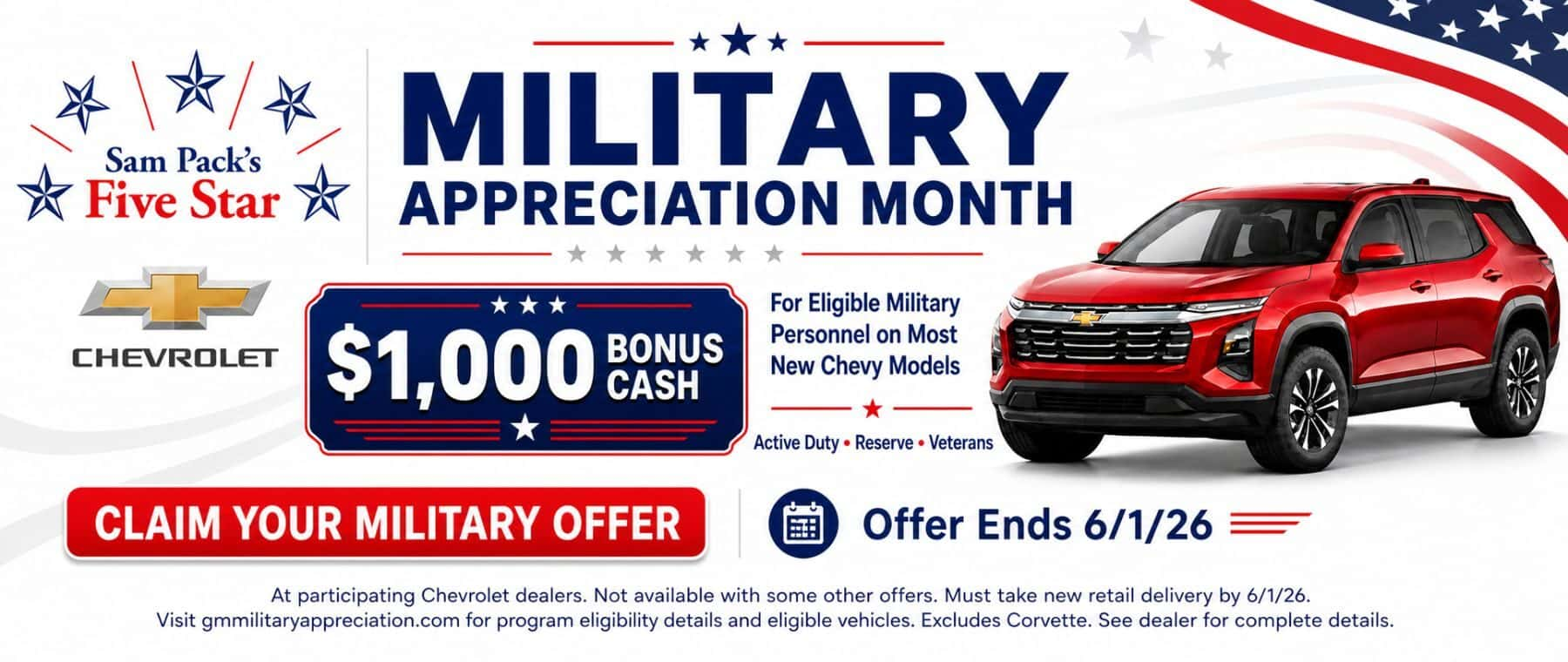 Military Appreciation Month at Sam Pack's Five Star Chevrolet in Carrollton TX